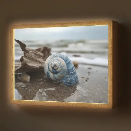 Schelp - Strand - Blauw - Zee Light Box met batterij (Wandlamp) middel -z3d_website