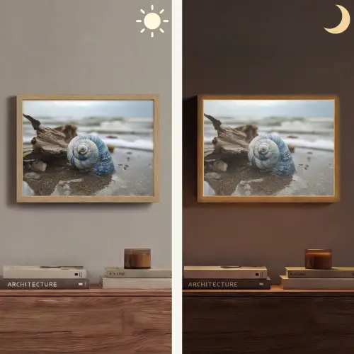 Schelp - Strand - Blauw - Zee Light Box met batterij (Wandlamp) middel -sfeer3