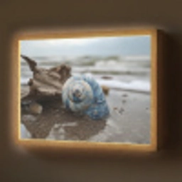 Schelp - Strand - Blauw - Zee Light Box met batterij (Wandlamp) middel -z3d_website