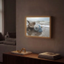 Schelp - Strand - Blauw - Zee Light Box met batterij (Wandlamp) middel -sfeer1