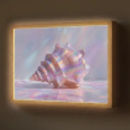 Schelp - Glanzend - Regenboogtinten Light Box met batterij (Wandlamp) middel -z3d_website