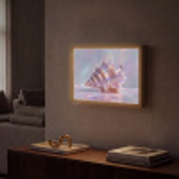 Schelp - Glanzend - Regenboogtinten Light Box met batterij (Wandlamp) middel -sfeer1