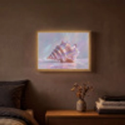 Schelp - Glanzend - Regenboogtinten Light Box met batterij (Wandlamp) middel -sfeer4