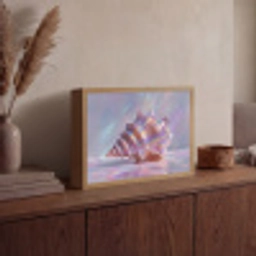 Schelp - Glanzend - Regenboogtinten Light Box met batterij (Wandlamp) middel -sfeer2