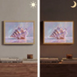 Schelp - Glanzend - Regenboogtinten Light Box met batterij (Wandlamp) middel -sfeer3