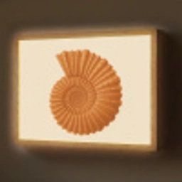 Schelp - Oranje - Ribbels Light Box met batterij (Wandlamp) middel -z3d_website