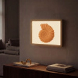 Schelp - Oranje - Ribbels Light Box met batterij (Wandlamp) middel -sfeer1