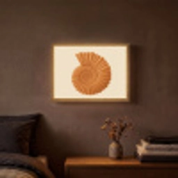 Schelp - Oranje - Ribbels Light Box met batterij (Wandlamp) middel -sfeer4