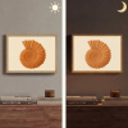 Schelp - Oranje - Ribbels Light Box met batterij (Wandlamp) middel -sfeer3
