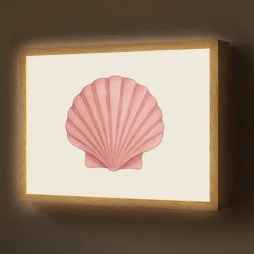 Schelp - Roze - Ribbels Light Box met batterij (Wandlamp) middel -z3d_website