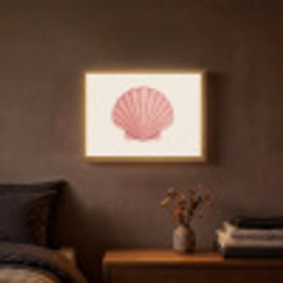 Schelp - Roze - Ribbels Light Box met batterij (Wandlamp) middel -sfeer4