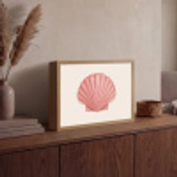 Schelp - Roze - Ribbels Light Box met batterij (Wandlamp) middel -sfeer2