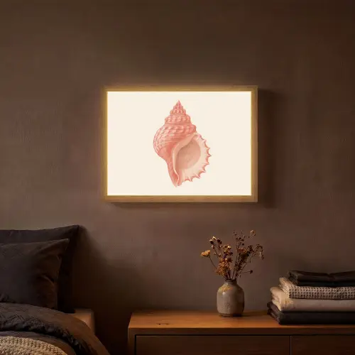 Schelp - Roze - Structuur Light Box met batterij (Wandlamp) middel -sfeer4