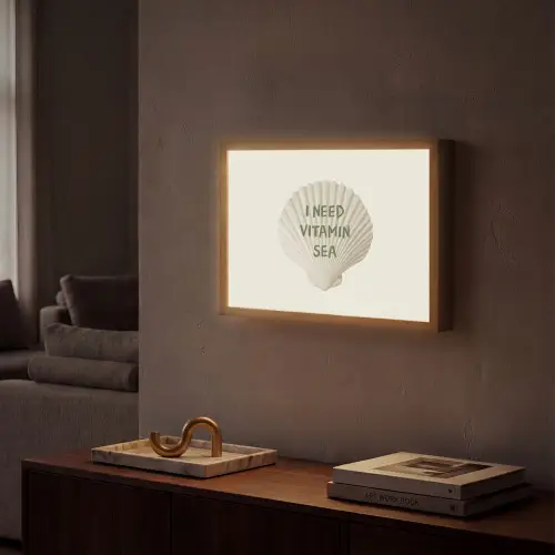 Schelp - Quote - Groen Light Box met batterij (Wandlamp) middel -sfeer1