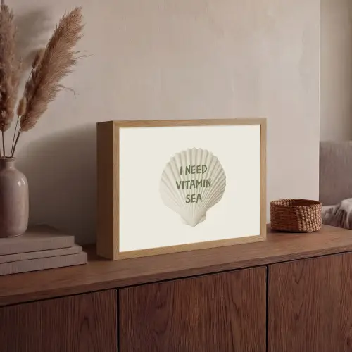 Schelp - Quote - Groen Light Box met batterij (Wandlamp) middel -sfeer2