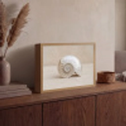 Schelp - Spiraal - Beige Light Box met batterij (Wandlamp) middel -sfeer2