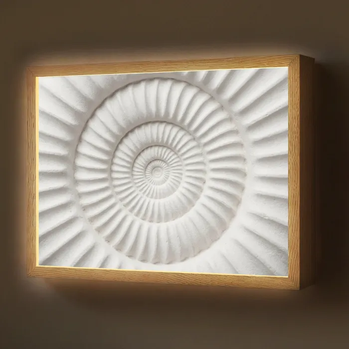 Schelp - Spiraal - Wit Light Box met batterij (Wandlamp) middel -z3d_website