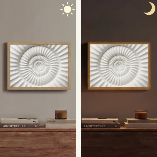 Schelp - Spiraal - Wit Light Box met batterij (Wandlamp) middel -sfeer3