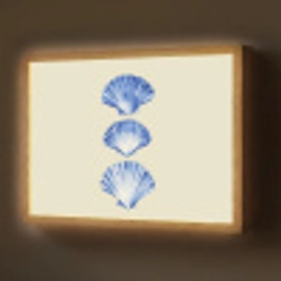 Schelpen - Blauw - Beige Light Box met batterij (Wandlamp) middel -z3d_website
