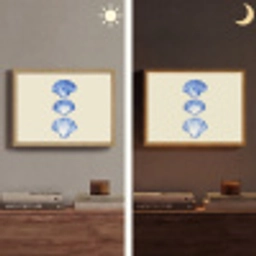 Schelpen - Blauw - Beige Light Box met batterij (Wandlamp) middel -sfeer3