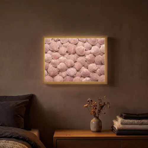 Schelpen - Patroon - Roze Light Box met batterij (Wandlamp) middel -sfeer4