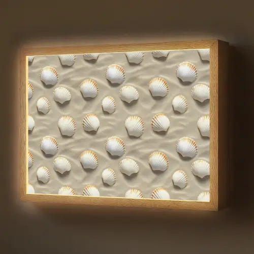 Schelpen - Zand - Maritiem Light Box met batterij (Wandlamp) middel 907 -z3d_website