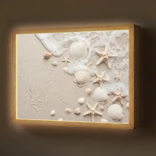Schelpen - Zeesterren - Strand Light Box met batterij (Wandlamp) middel -z3d_website