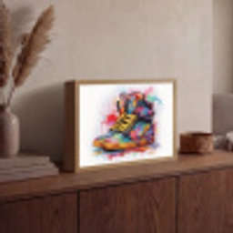 Schoenen - Graffiti - Wit - Kleuren Light Box met batterij (Wandlamp) middel -sfeer2