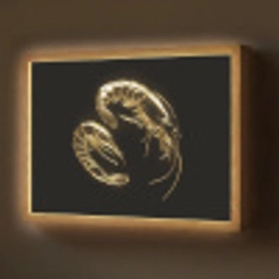 Garnalen - Zwart - Goud - Dieren Light Box met batterij (Wandlamp) middel -z3d_website