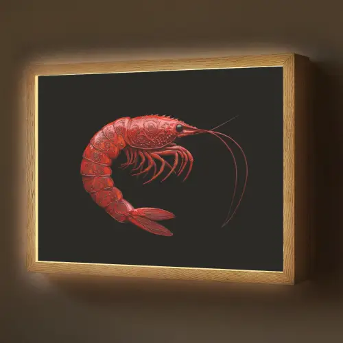 Garnaal - Rood - Dieren Light Box met batterij (Wandlamp) middel -z3d_website