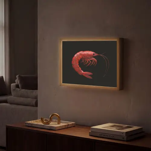 Garnaal - Rood - Dieren Light Box met batterij (Wandlamp) middel -sfeer1