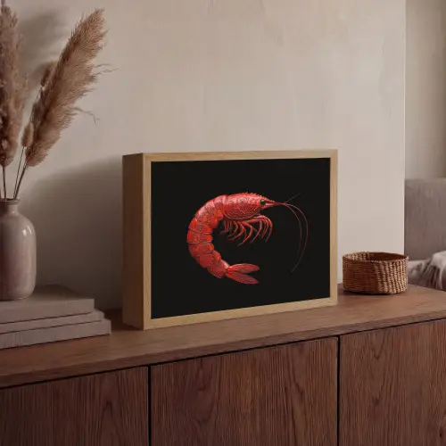Garnaal - Rood - Dieren Light Box met batterij (Wandlamp) middel -sfeer2