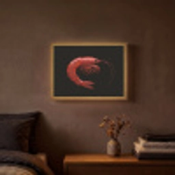Garnaal - Rood - Dieren Light Box met batterij (Wandlamp) middel -sfeer4