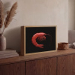 Garnaal - Rood - Dieren Light Box met batterij (Wandlamp) middel -sfeer2