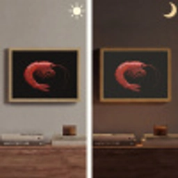 Garnaal - Rood - Dieren Light Box met batterij (Wandlamp) middel -sfeer3