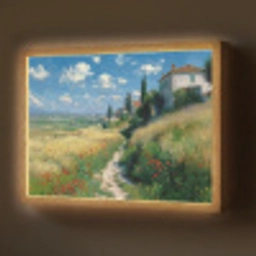 Zandpad - Huis - Bomen - Grasveld Light Box met batterij (Wandlamp) middel -z3d_website