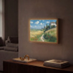 Zandpad - Huis - Bomen - Grasveld Light Box met batterij (Wandlamp) middel -sfeer1