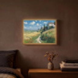 Zandpad - Huis - Bomen - Grasveld Light Box met batterij (Wandlamp) middel -sfeer4