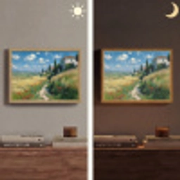 Zandpad - Huis - Bomen - Grasveld Light Box met batterij (Wandlamp) middel -sfeer3
