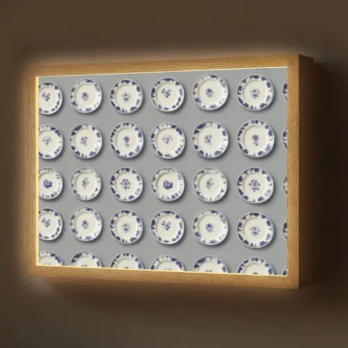 Borden - Bloemen - Blauw - Wit Light Box met batterij (Wandlamp) middel 907 -z3d_website