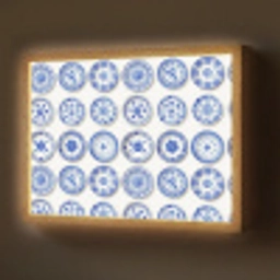 Borden - Bloemen - Patroon - Blauw Light Box met batterij (Wandlamp) middel 907 -z3d_website