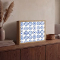 Borden - Bloemen - Patroon - Blauw Light Box met batterij (Wandlamp) middel 907 -sfeer2