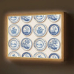 Borden - Bomen - Planten - Blauw Light Box met batterij (Wandlamp) middel 907 -z3d_website