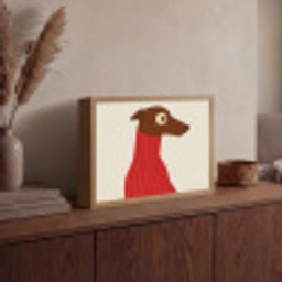 Silhouet - Hond - Trui - Rood Light Box met batterij (Wandlamp) middel -sfeer2