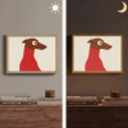 Silhouet - Hond - Trui - Rood Light Box met batterij (Wandlamp) middel -sfeer3