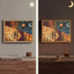 Silhouetten - Abstract - Zon - Maan Light Box met batterij (Wandlamp) middel -sfeer3