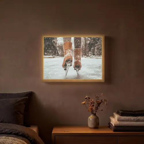 Schaatsen - IJs - Winter - Sneeuw Light Box met batterij (Wandlamp) middel -sfeer4