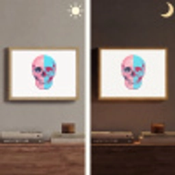Schedel - Grafisch - Roze - Verdeeld Light Box met batterij (Wandlamp) middel -sfeer3