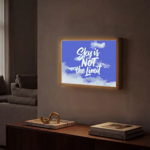 Sky is not the limit - Blauwe lucht - Wolken Light Box met batterij (Wandlamp) middel -sfeer1