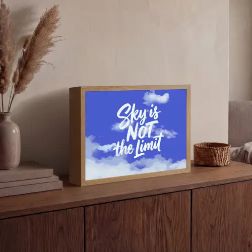 Sky is not the limit - Blauwe lucht - Wolken Light Box met batterij (Wandlamp) middel -sfeer2